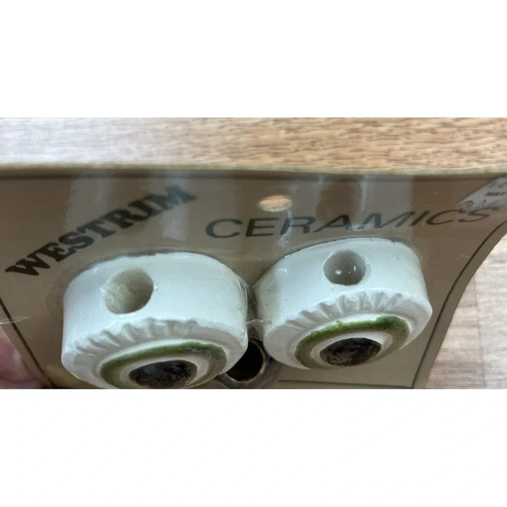 Vintage Westrim Ceramic Owl Eyes and Beak- Macrame Beads 70s Retro Crafts NEW